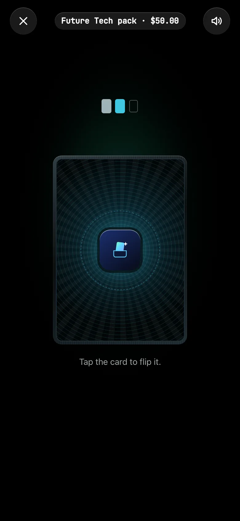 A card back glowing gold before it is flipped