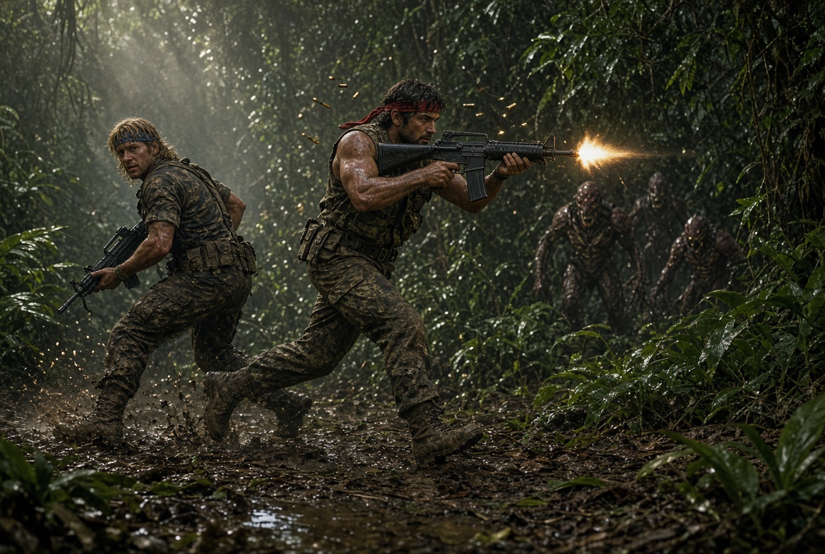Operatives running through the Black Canopy zone
